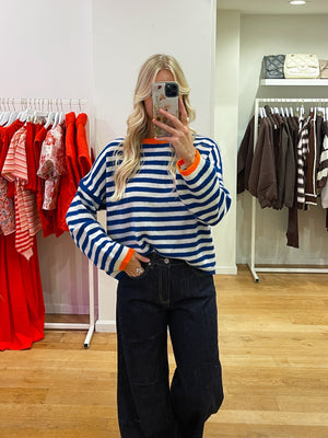 Striped wool sweater kobalt