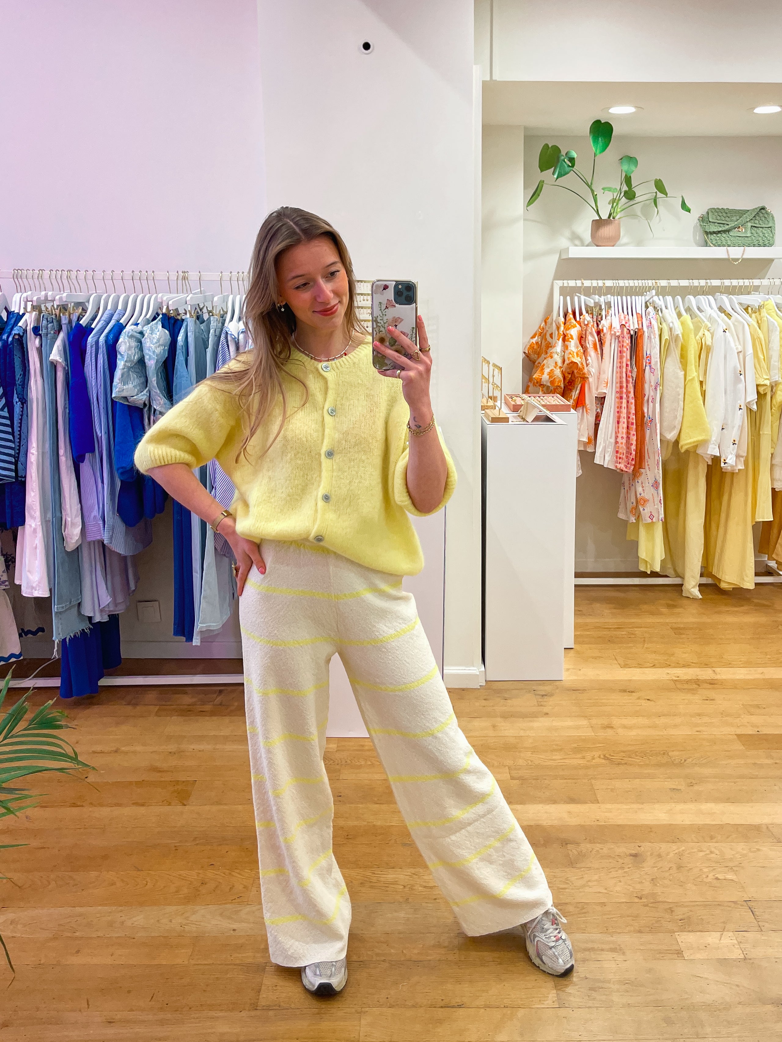 Yellow button cardigan