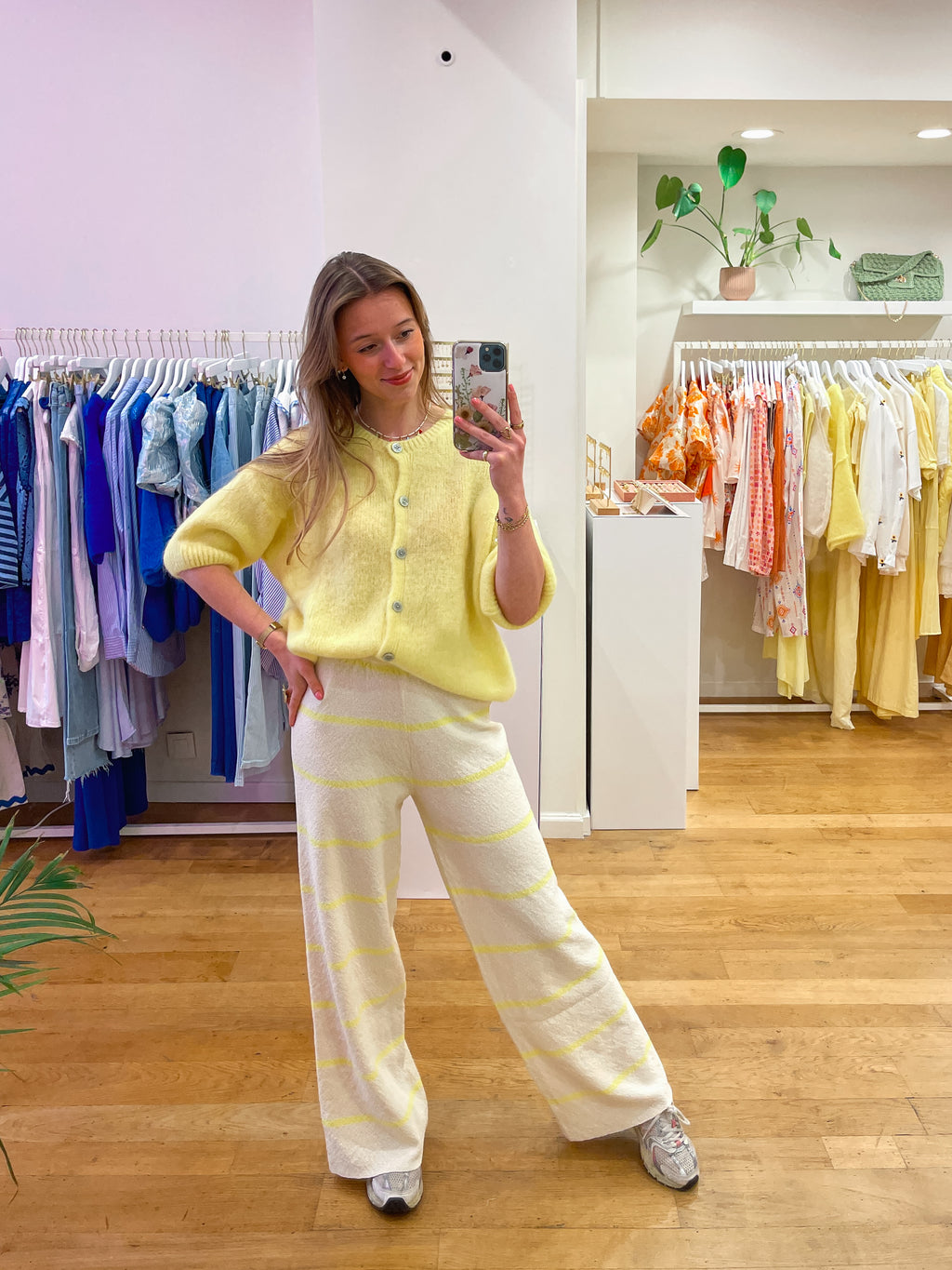 Yellow button cardigan