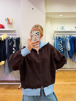Brown and blue zipper
