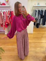 Vichy pants big square bordeaux