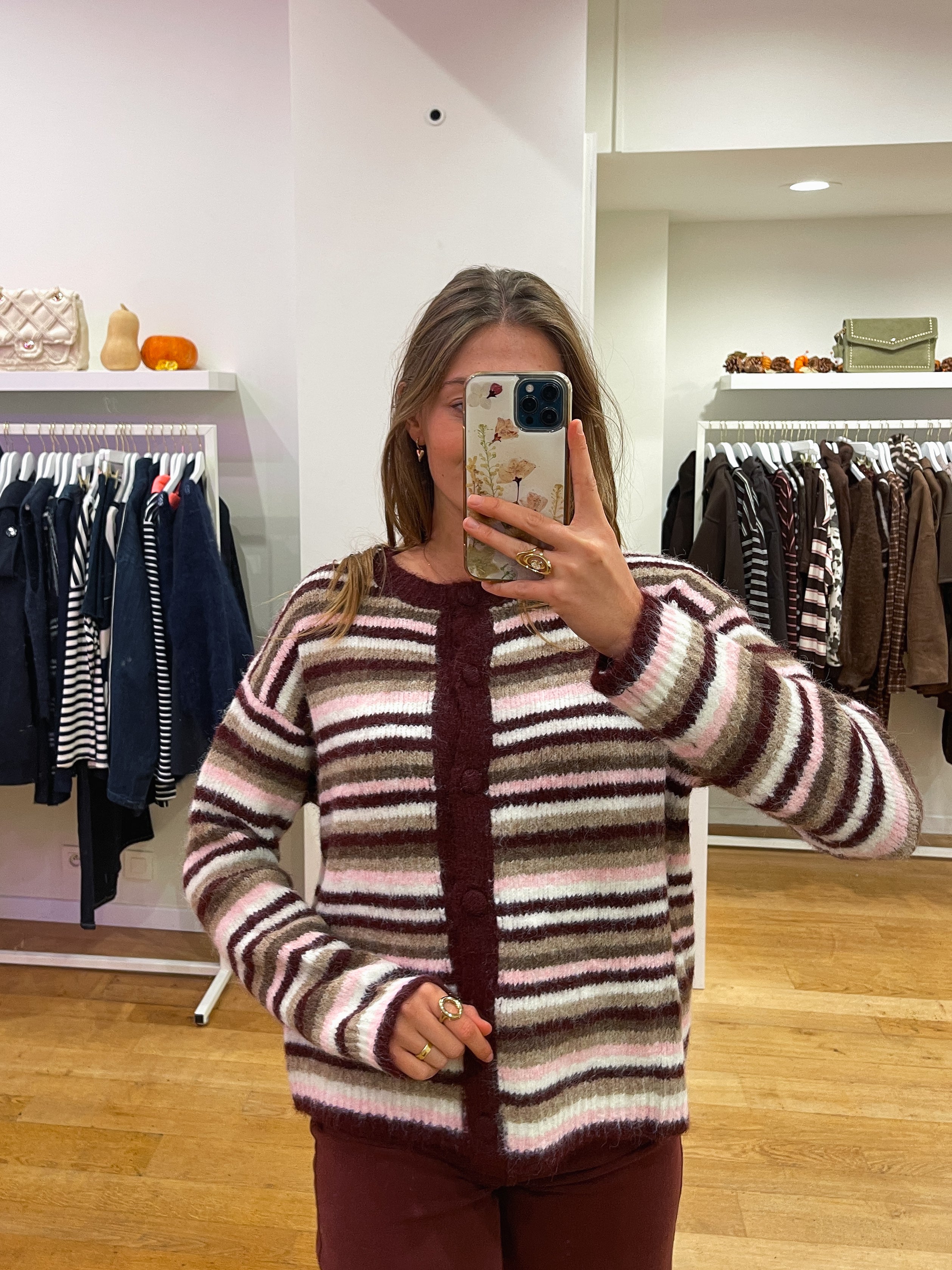 Cardigan stripes burgundy