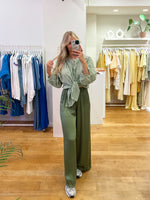 Satin pants kaki