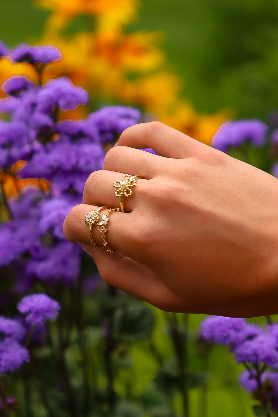 Champagne butterfly ring
