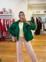 Oversized jeans jacket green