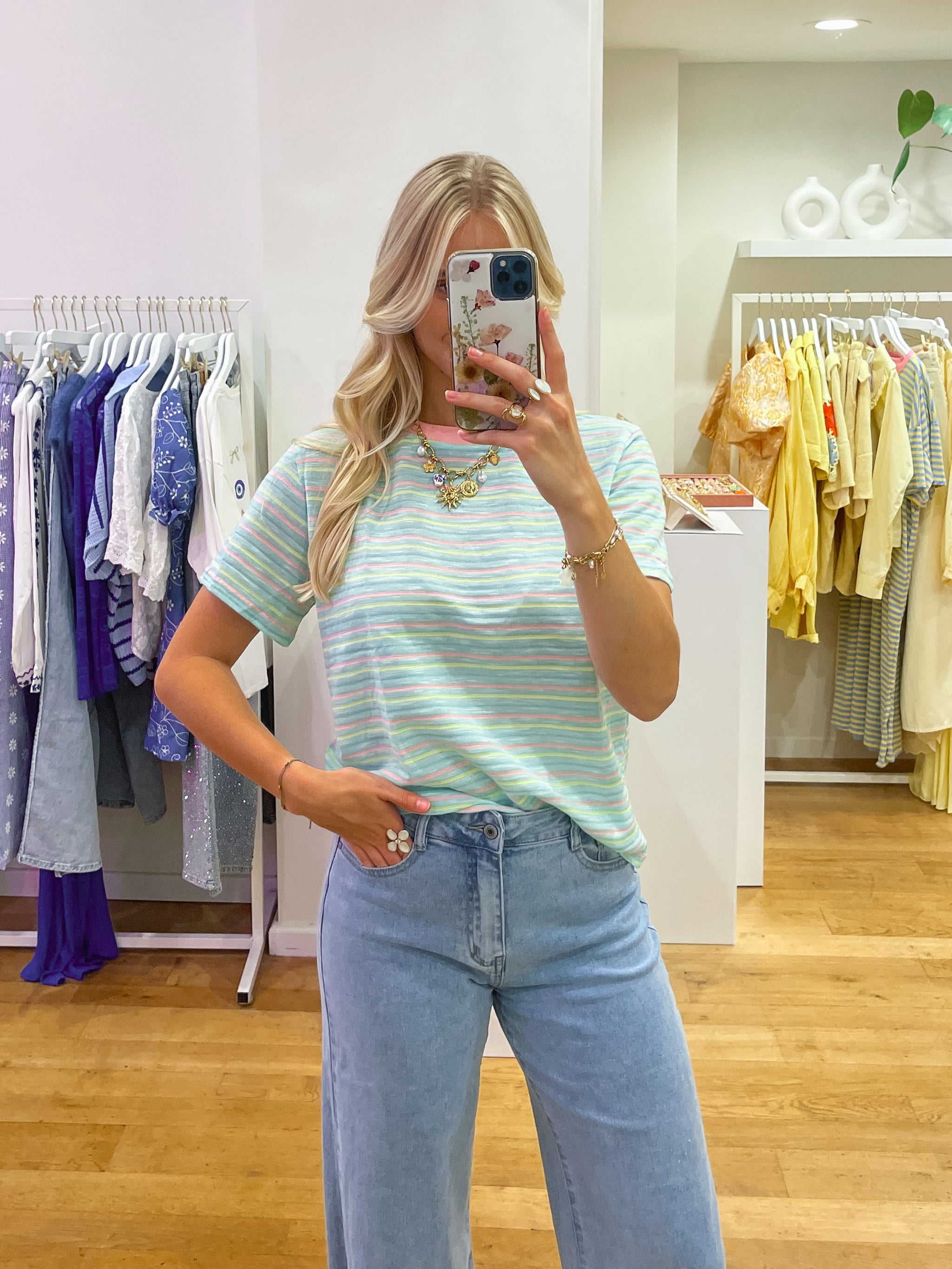 Multi stripes tee green