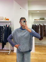 Lace + striped debardeur blue