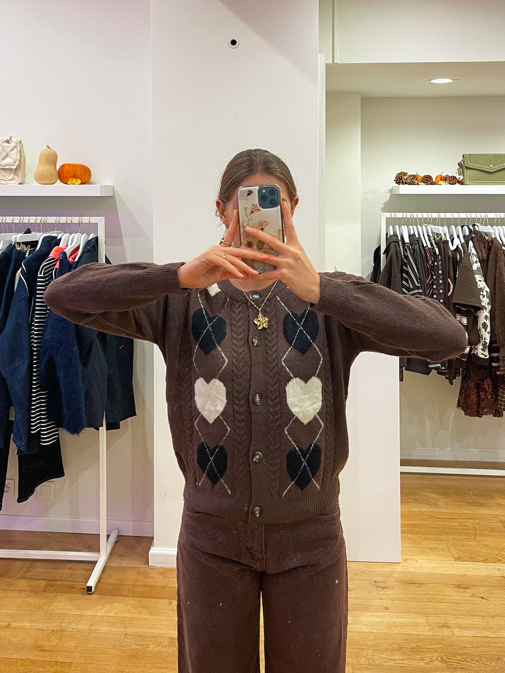 Brown heart sweater