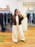 Brown flower beads jacket