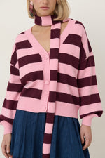 Cardigan + scarf pink