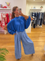 Vichy pants big square kobalt