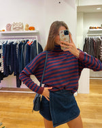 Colle striped sweater navy/bordeaux