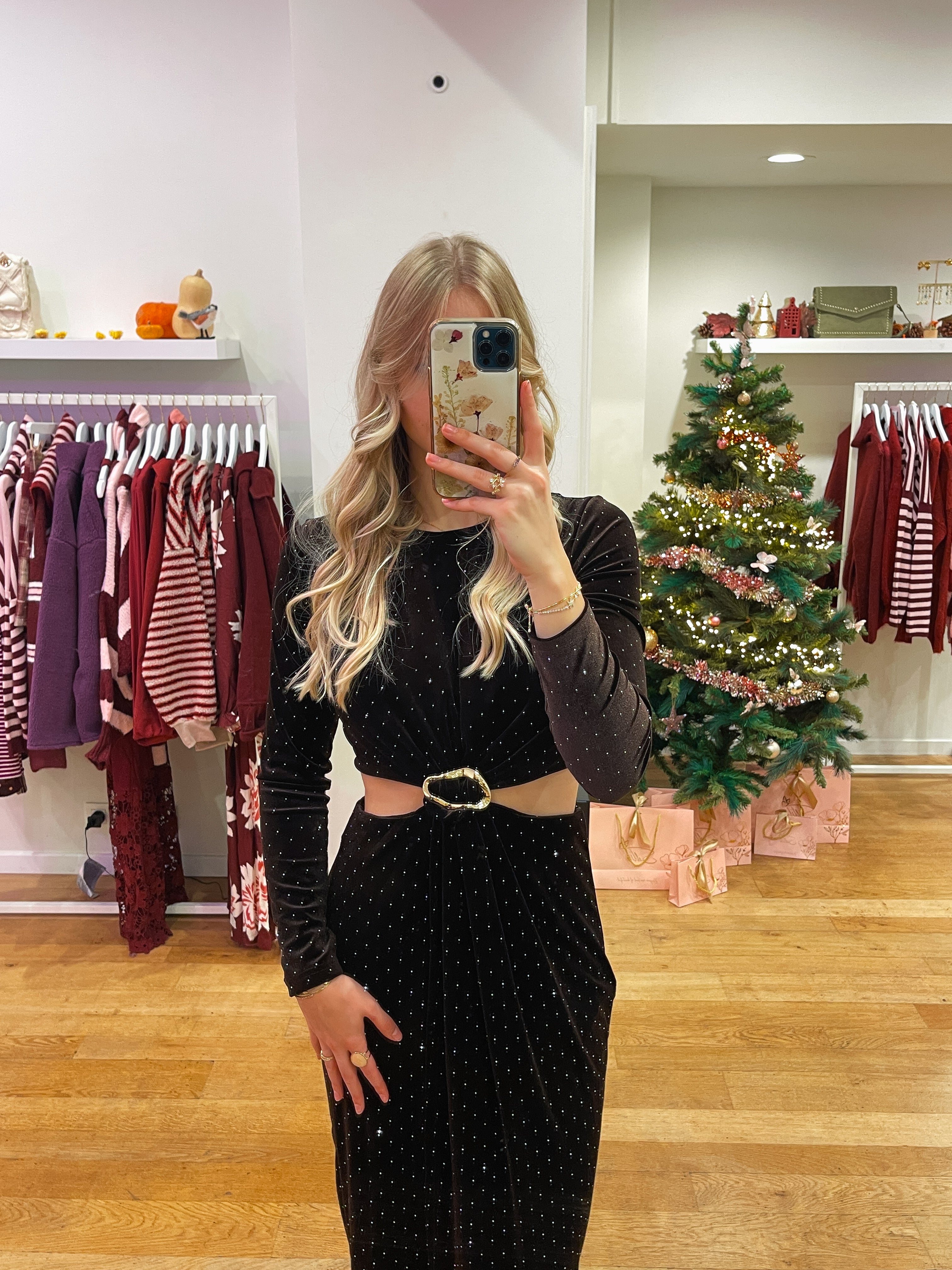 Velvet glitter dress brown