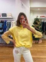 Debardeur navy+ lace top yellow