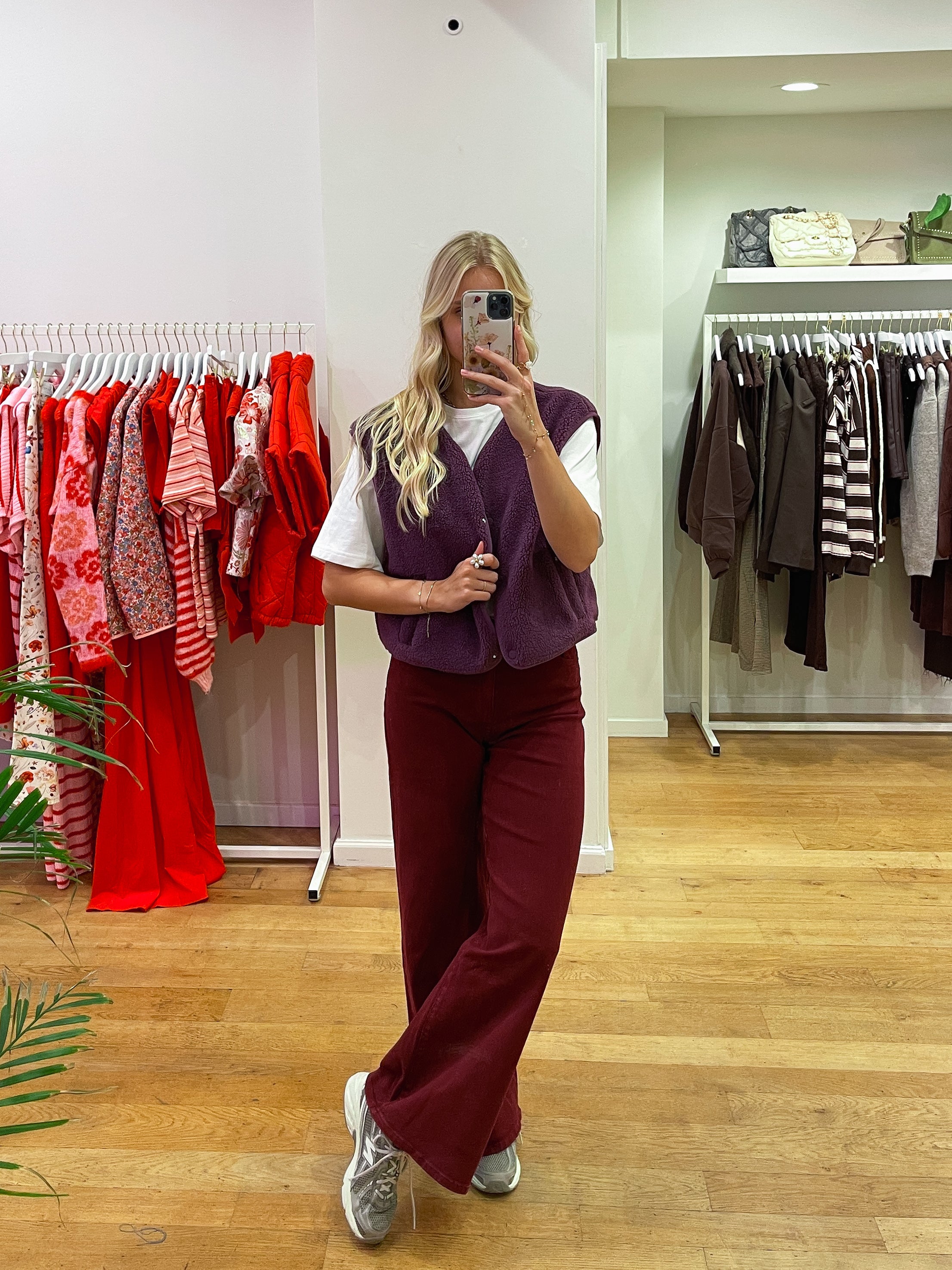 Teddy gilet aubergine