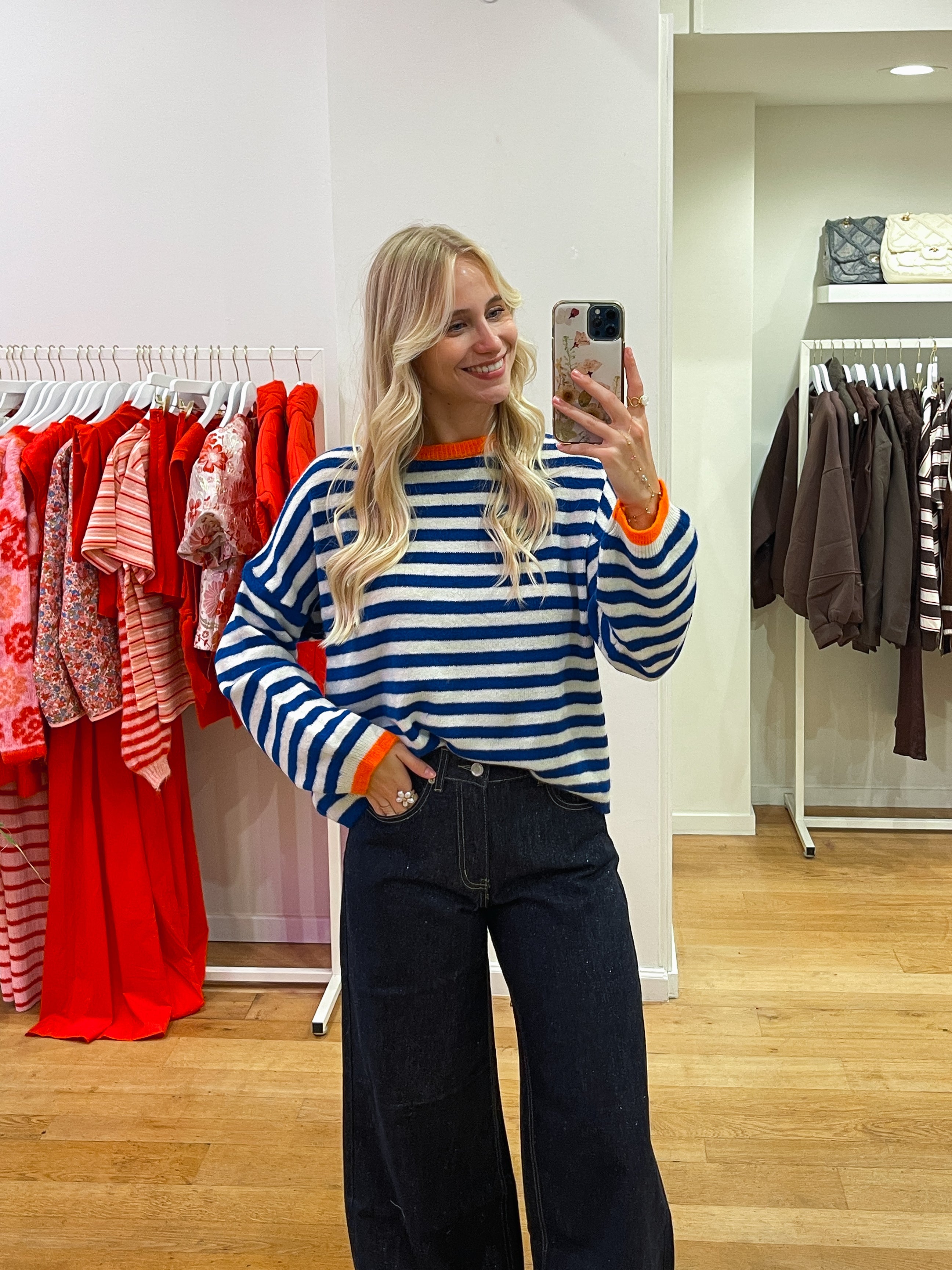 Striped wool sweater kobalt