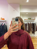 Bordeaux sweater and scarf detail