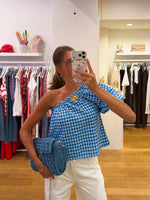 Vichy top bright blue