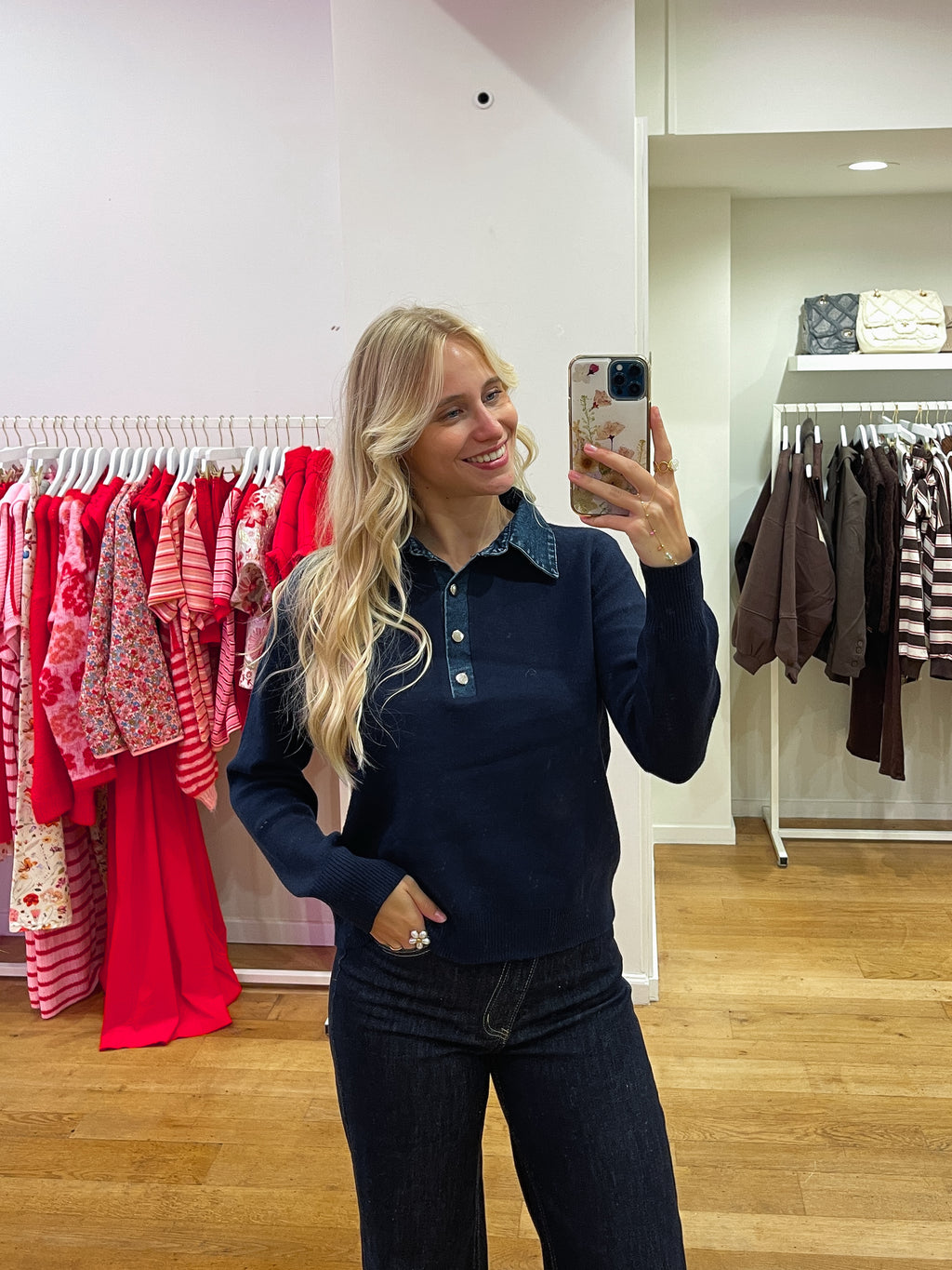 Navy jeans sweater