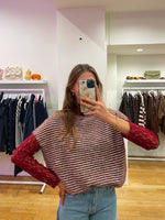 Lace + striped debardeur bordeaux