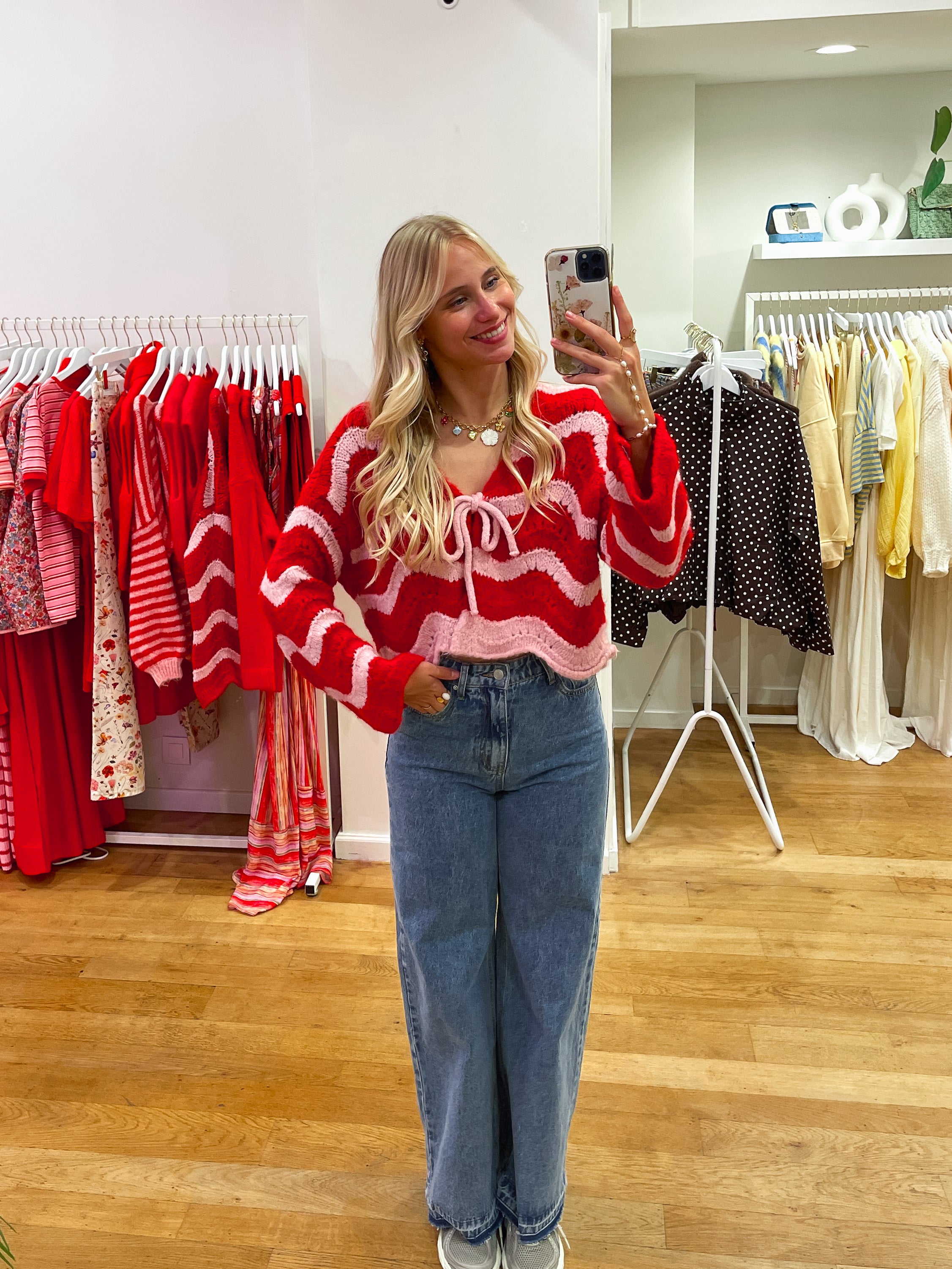 Zig zag sweater red