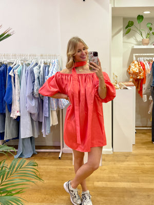 Coral lily dress