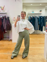Green striped jeans