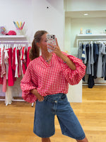Vichy blouse red