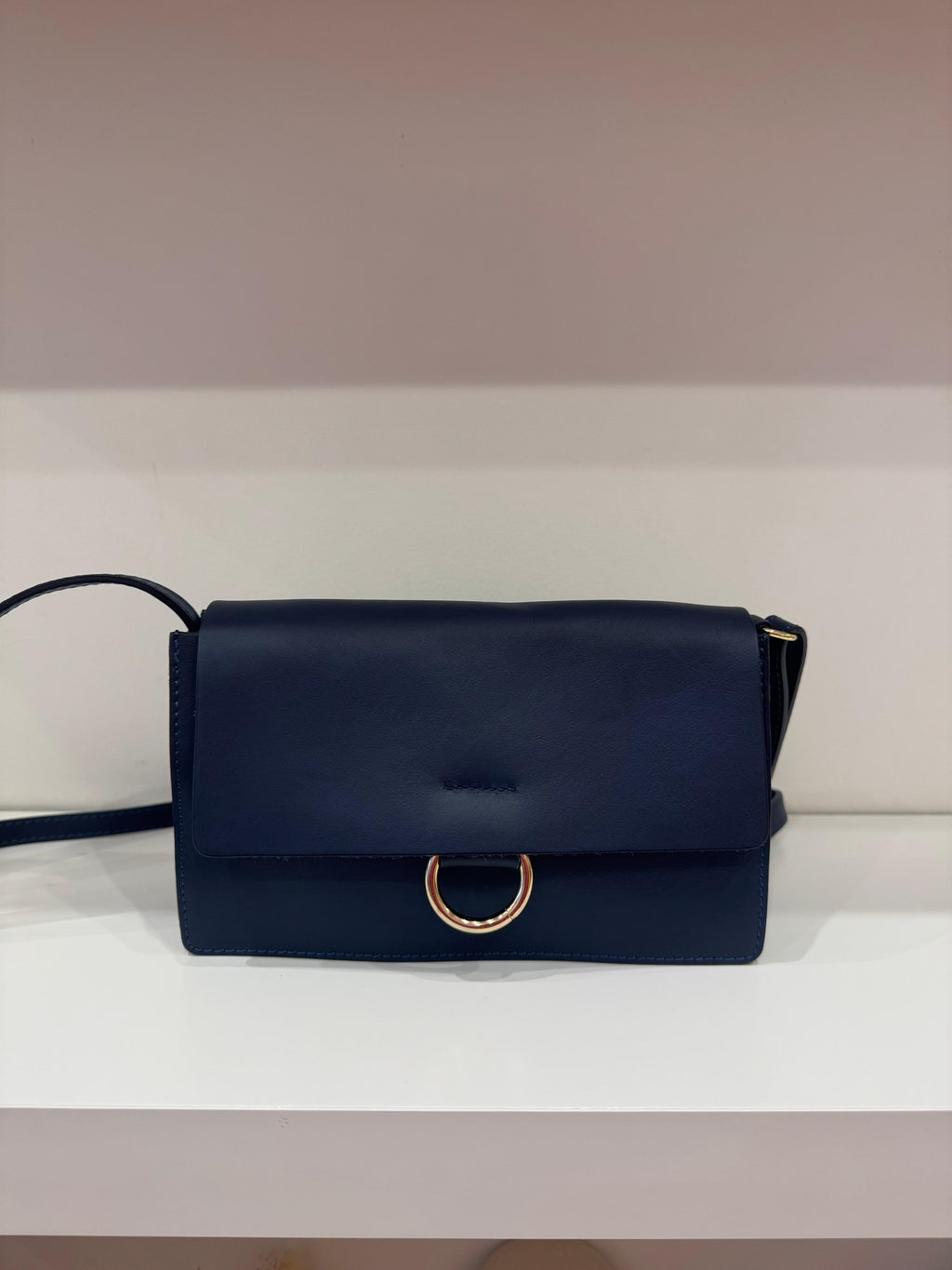 Navy leather bag