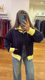 Yello & navy zipper sweat