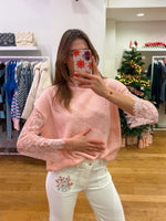 Debardeur navy+ lace top baby pink