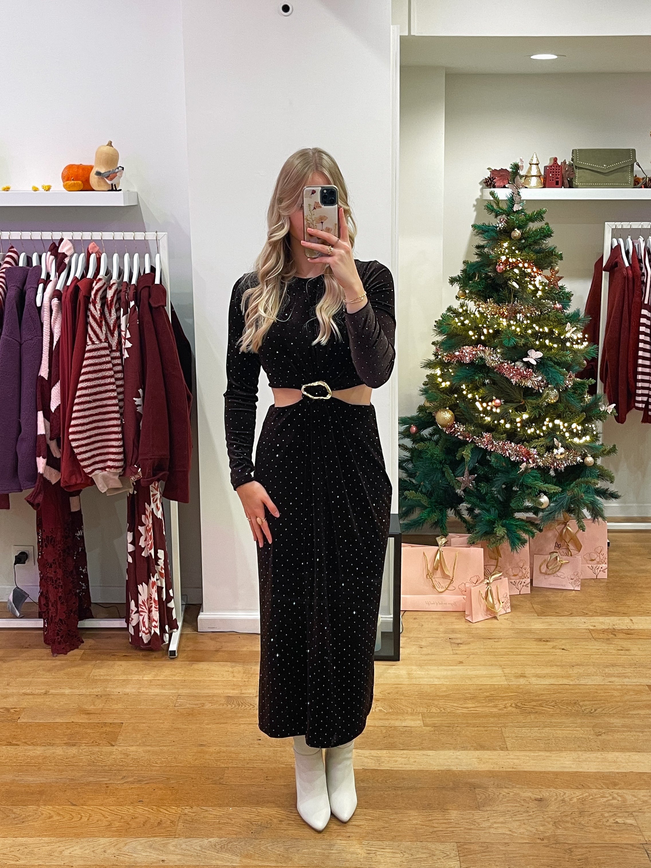 Velvet glitter dress brown