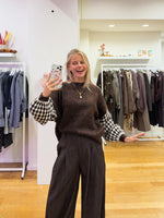 Check sweater brown