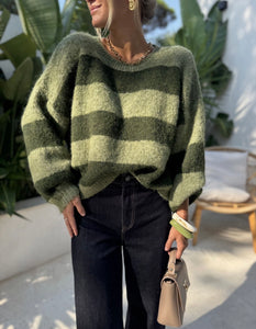 Kaki striped sweat