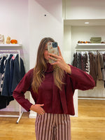 Bordeaux sweater and scarf detail