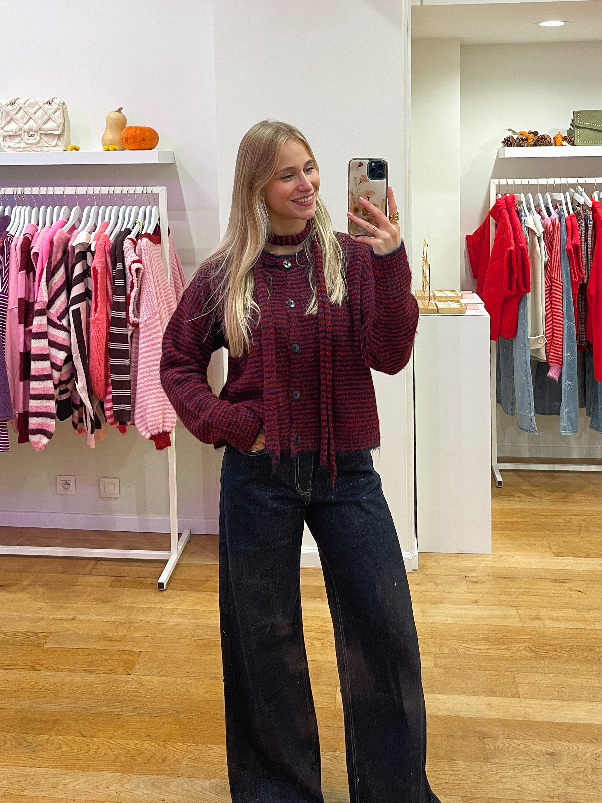 Cardigan + scarf bordeaux