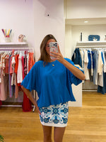 Balloon tee kobalt blauw