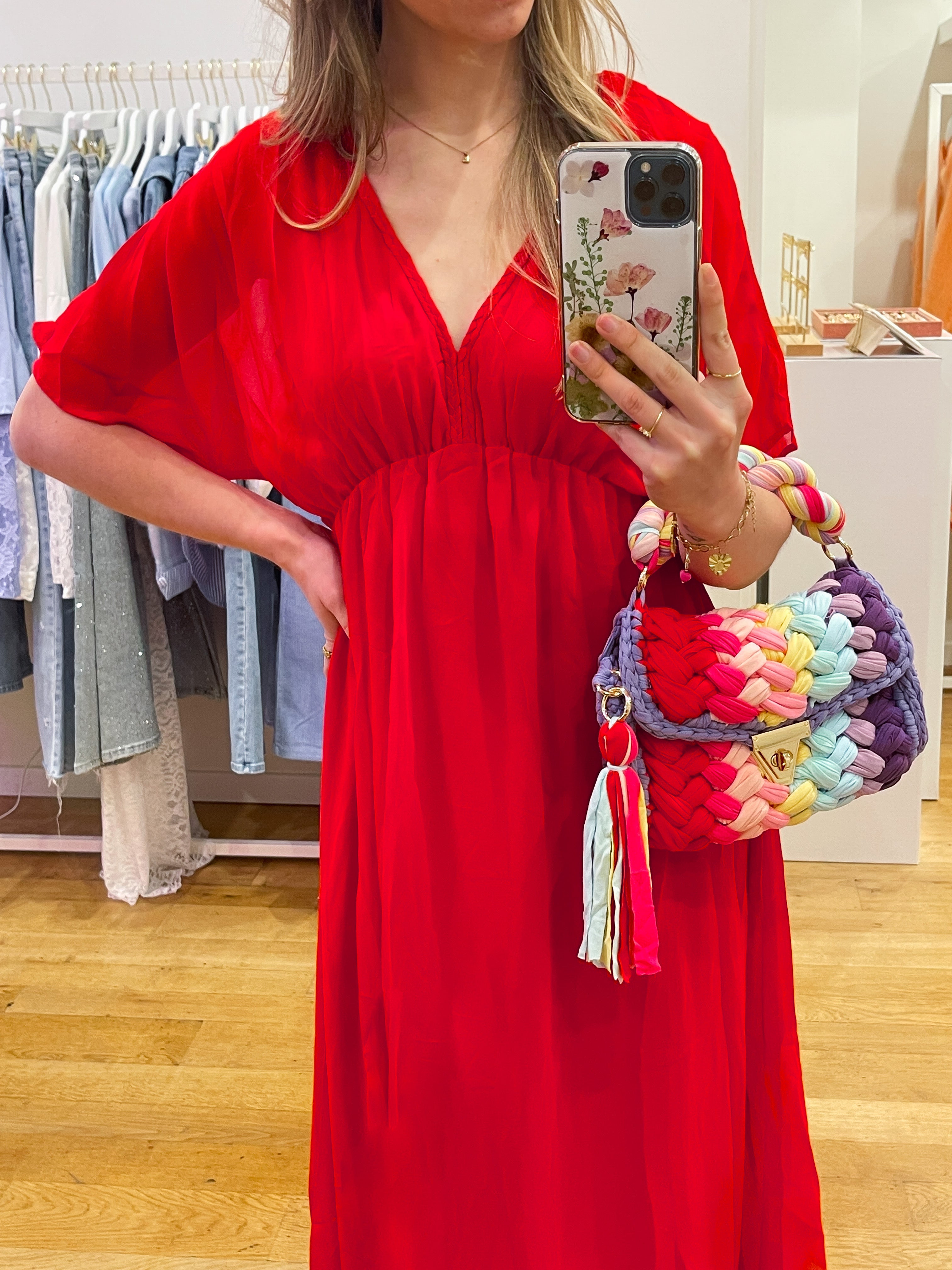 Red long dress
