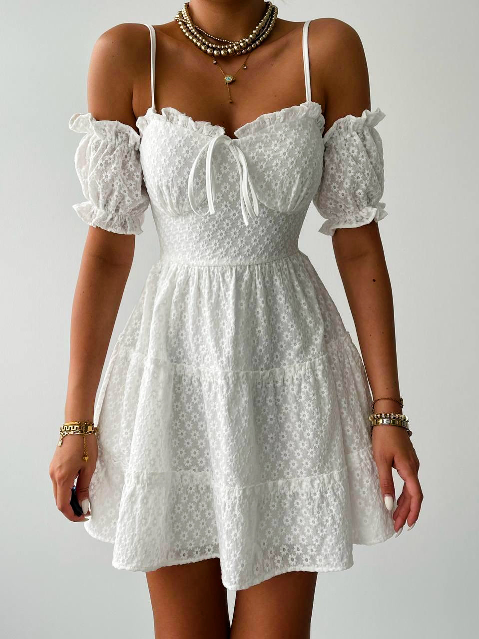Summer white dress off shoulder