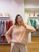 Zipper sweater yellow & pink