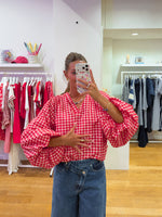 Vichy blouse red