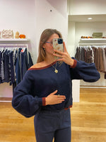 Lined sweater navy/bordeaux