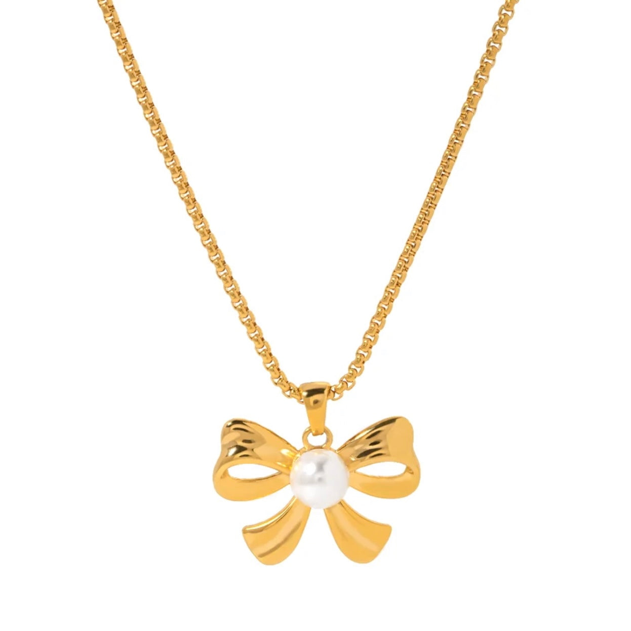 Bow pearl necklace
