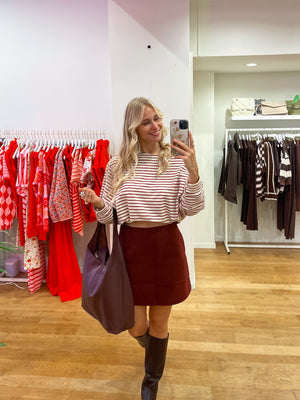 One shoulder striped sweater bordeaux