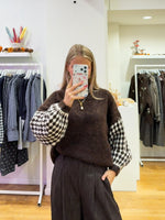 Check sweater brown