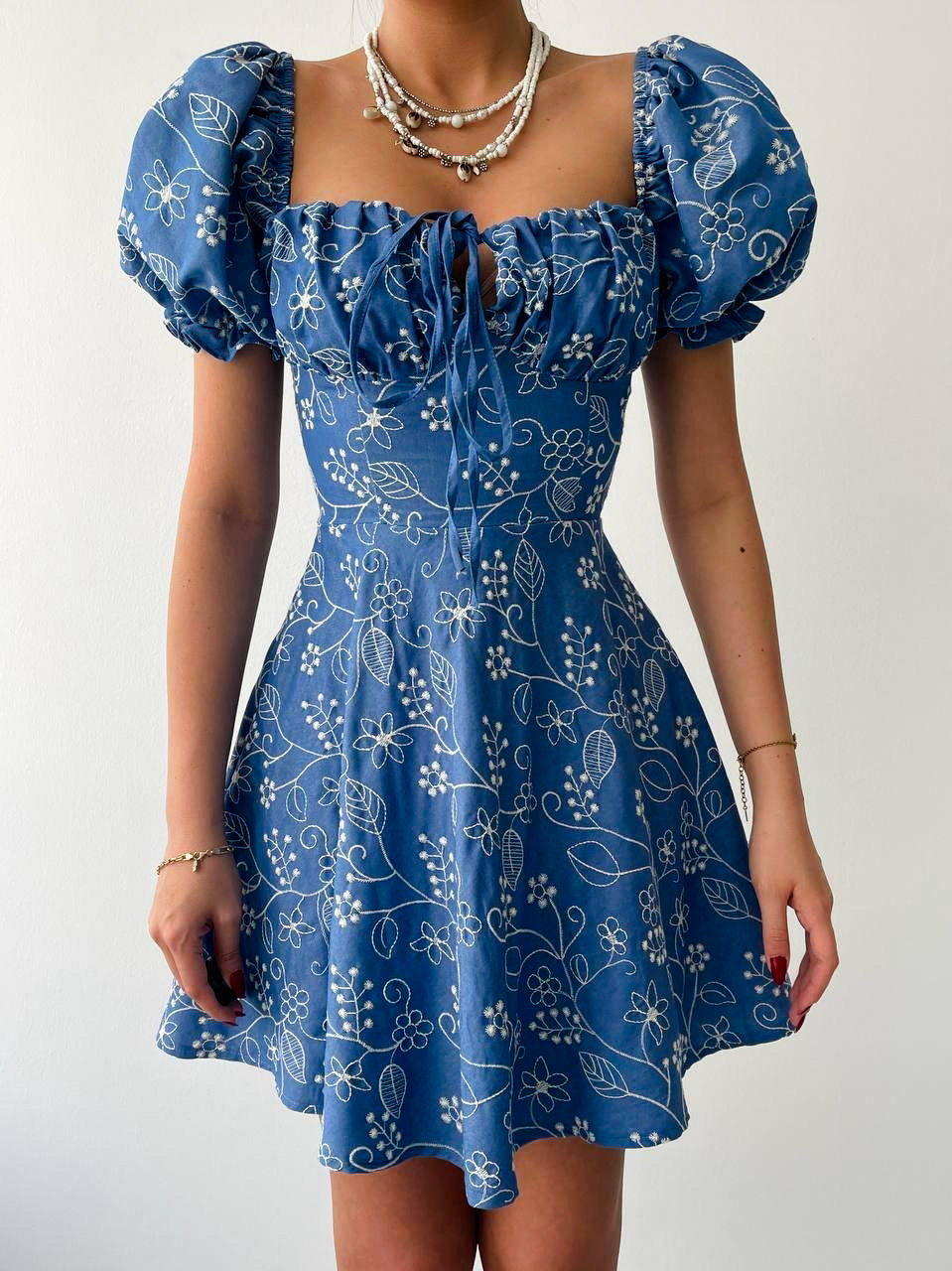 Blue embroidery dress pre-order