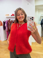 Kid mohair zipper red