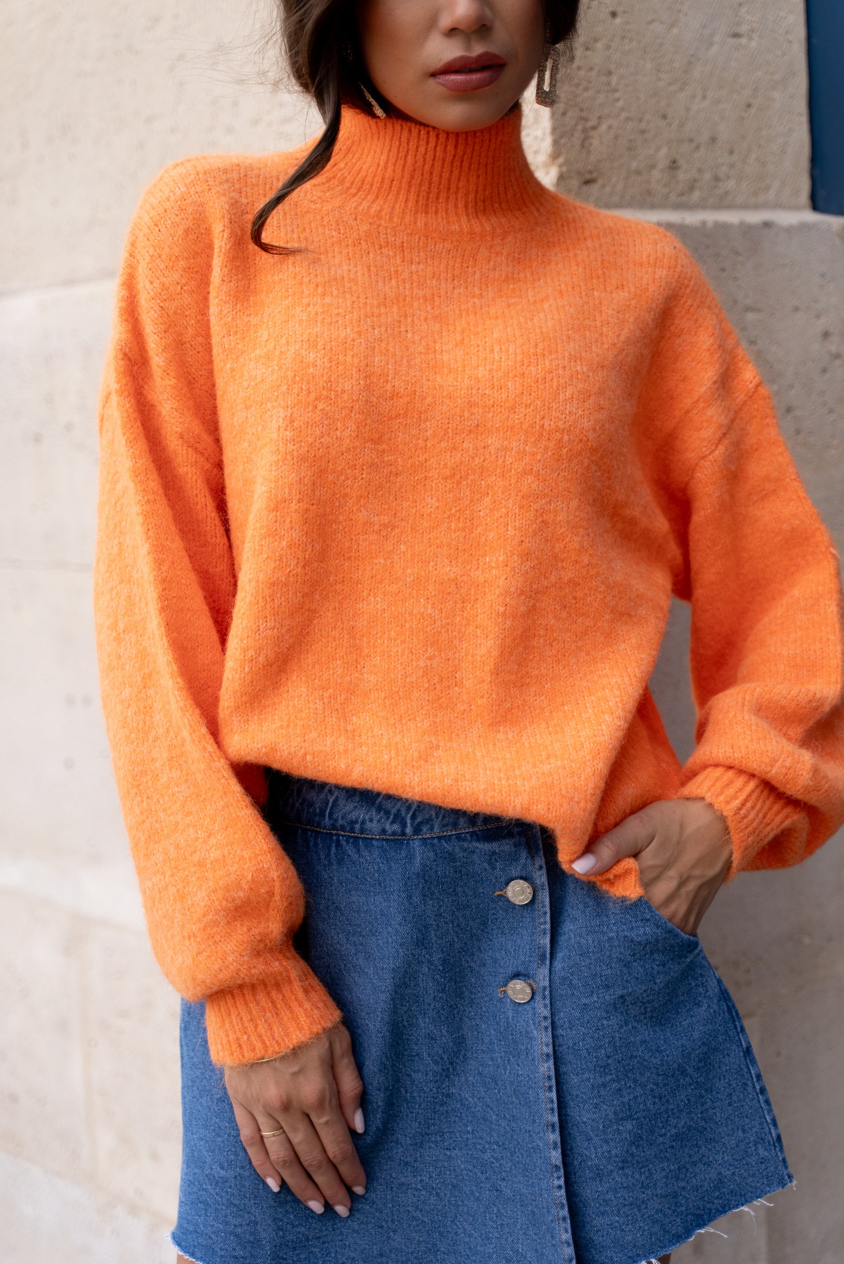 Orange sweater + flower sweater cropped m/l