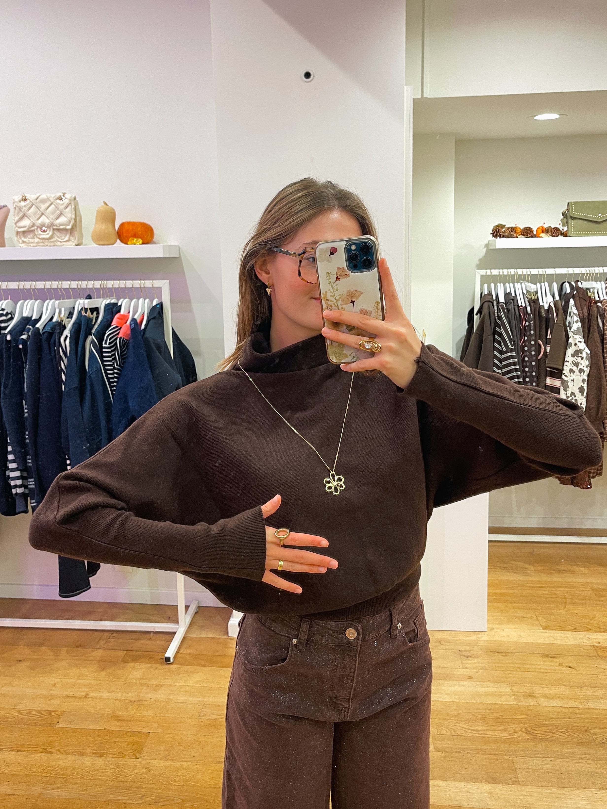 Longsleeve colle brown
