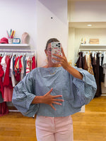 Lizzy blouse blue squares
